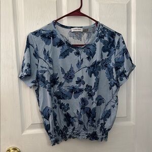 Calvin Klein Women's Blue Floral Top